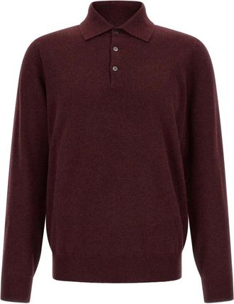 Brunello Cucinelli Kasjmier Gebreide Poloshirt - Heren - Polos - Rood - 2XL - Kasjmier - Tops