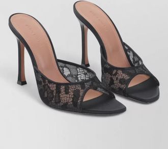 Amina Muaddi lace satin open-toe stiletto mules