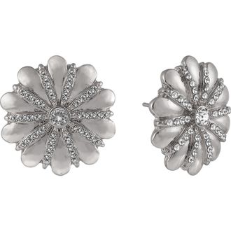 Shelli Segal Crystal Flower Stud Earrings in Silver at Nordstrom Rack