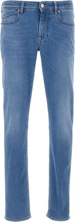 Re-hash five-pocket logo-patch jeans - Blue