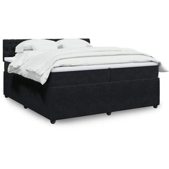 vidaXL Cama Box Spring Con Colch&oacute;n Terciopelo Negro 200x200 Cm