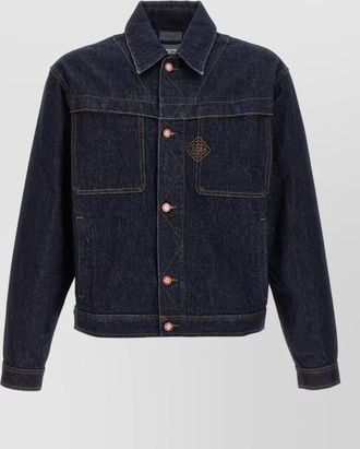 Casablanca denim jacket chest pockets contrast stitching sleeves