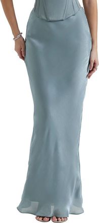 House of CB Amadi Shimmer Chiffon Maxi Skirt in Cool Blue at Nordstrom, Size X-Small