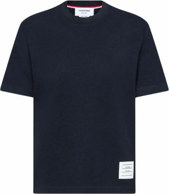 Thom Browne Tops, Dames, Blauw, XS, Katoen, Classic Pique 4-Bar Tee