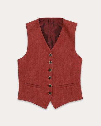 Fortela Demi Linen Vest in Burgundy at Nordstrom, Size 40