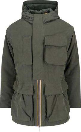 K-Way hooded pocket jacket - men - Polyester/Recycled Nylon/Cotton - M - Green