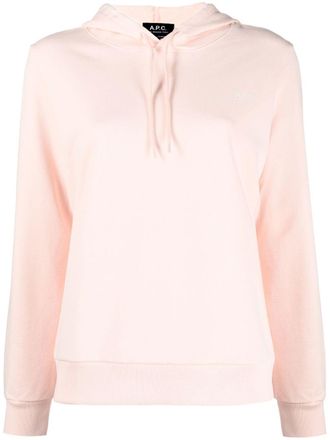 A.P.C. embroidered drawstring hoodie - women - Cotton - L - Pink