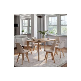 IDMarket Lote De 6 Sillas De Comedor Escandinavas Sara Beige