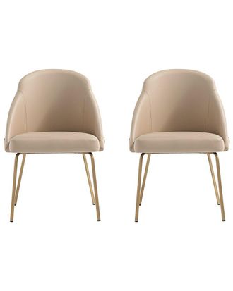 Manhattan Comfort Set Of 2 Gracie Modern Leatherette Dining Chairs With Steel Legs