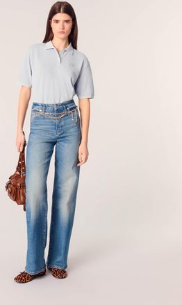 Maje Jeans With Chain-link Belt - Blue - Maje