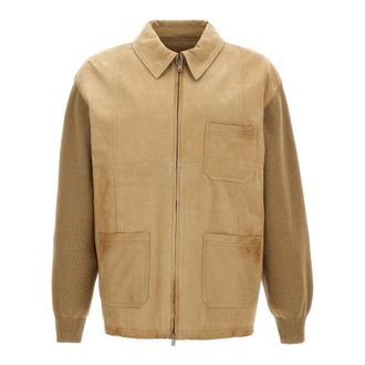 Golden Goose Neil Knit Jacket - Heren - Zomerjassen - Beige - S - Wol - Jassen