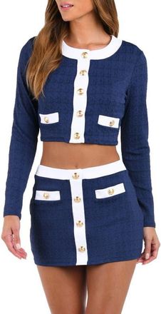 L'agence Adaline Colorblock Crop Rashguard in Marine at Nordstrom, Size X-Small