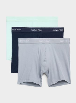 Calvin Klein Mens 6 mint/grey/navy boxer briefs Icon Cotton Stretch 3-pack