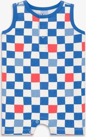 primary Baby Tank Shortie In Checkerboard in Blueberry Multi Check at Nordstrom, Size 18-24M