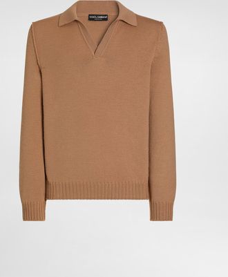 Dolce & Gabbana Virgin Wool Polo Shirt - Man Sweaters And Cardigans Blush 50