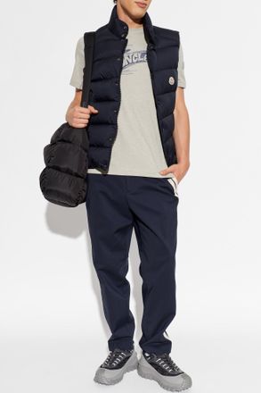 Moncler T-shirt With Printed Logo, Mens, Grey
