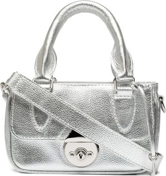 Sarah Chofakian Borsa a mano mini in pelle metallizzata - Argento
