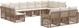 vidaXL Conjunto De Sof&aacute;s De Jard&iacute;n 13 Uds. Beige Y Blanco Crema Vidaxl