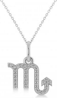 Allurez Scorpio Zodiac Diamond Pendant Necklace 14k White Gold (0.16ct)
