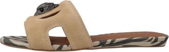 Kurt Geiger Sliders, female, Brown, Size: 7 1/2 US Eagle Cut Out Flat Sdl