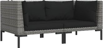 vidaXL Sofas De Jard&iacute;n Con Cojines Semicirculares 2 Pcs Vime Pe