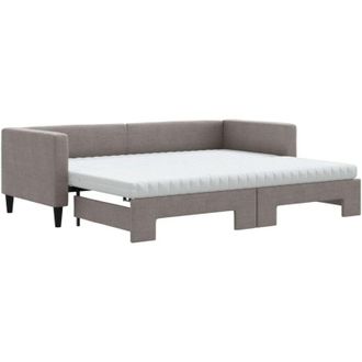 vidaXL Sof&aacute; Cama Nido Con Colch&oacute;n Tela Gris Taupe 80x200 Cm Vidaxl