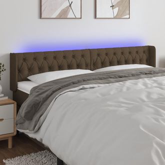 vidaXL Cabecero Con Led De Tela Marr&oacute;n Oscuro 183x16x78/88 Cm Vidaxl