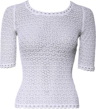 Dolce & Gabbana White Viscose Short Sleeve Crochet Womens Top (Pre-Owned)