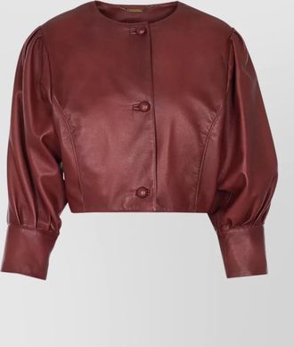 Chlo&eacute; crewneck jacket cuffed sleeves reinforced shoulders