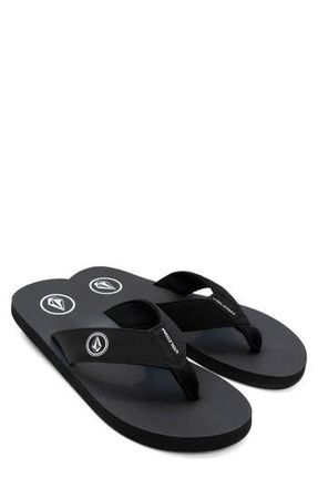 Volcom Vocation Leather Flip Flops in Black at Nordstrom Rack, Size 10