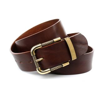 Anthoni Crown Lederg&uuml;rtel ANTHONI CROWN, Damen, Gr. 100, braun (dunkelbraun), Leder, unifarben, G&uuml;rtel Lederg&uuml;rtel, mit gemusterter Dornschliesse in goldfarben