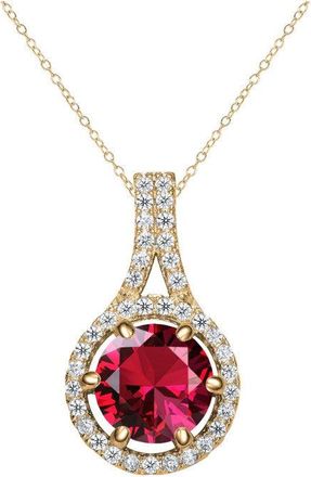 Rachel Glauber 14K Gold Plated with Colored Cubic Zirconia Drop Pendant Necklace