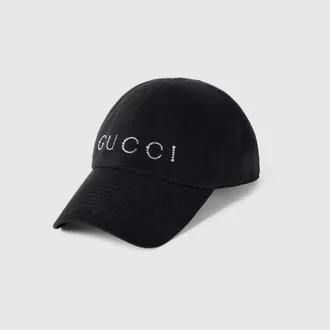 Gucci Canvas Baseball Hat With Print, Black