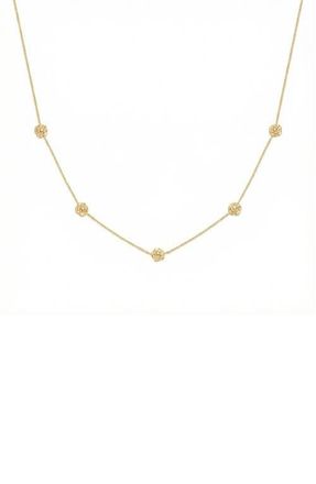 Made by Mary Cubic Zirconia Birthstone Flower Station Necklace in Gold January at Nordstrom