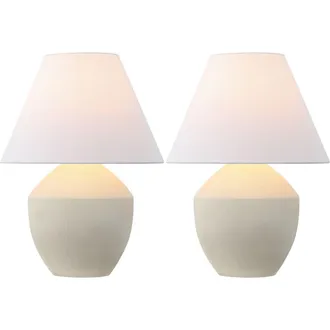 Jonathan Y Designs Ralf 20.5 Minimalist Scandinavian Resin/Iron LED Table Lamp in Matte Cream at Nordstrom