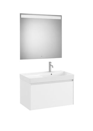 Roca Mueble Lavabo Derecha 800x460 Ona Standard 1 Caj&oacute;n + Espejo Blanco Mate