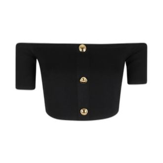 Elisabetta Franchi Top in gebreide stof - Dames - Blouses & Shirts - Zwart - Maat: XS Viscose