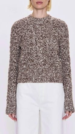 Pistola Denim Quinn Mixed Stitch Cotton Blend Sweater In Chocolate Marl