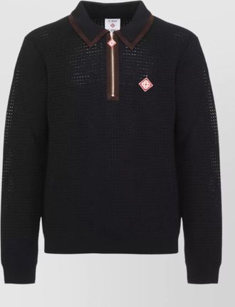 Casablanca wool long-sleeve zip polo shirt