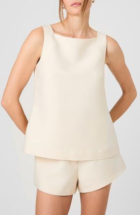 French Connection Structured Taffeta Sleeveless A-Line Top in Porcelain Cream at Nordstrom, Size 12