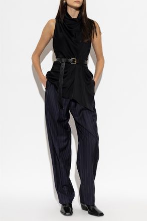 Givenchy Wool Trousers With Pleats, Womens, Navy Blue