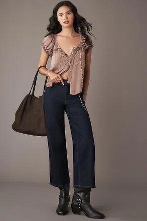 Frame Denim Le Slim Palazzo High-Rise Crop Wide Leg Jeans