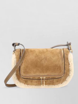 Anya Hindmarch vere shearling crossbody bag suede strap