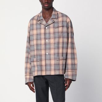 Prada Camicia acciaio/cammeo in cotone a quadri