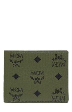 MCM Aren Bifold Wallet w/ Card Case in Visetos in Green at Nordstrom
