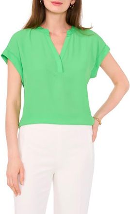 Chaus Split Neck Georgette Blouse in Vibrant Green at Nordstrom, Size X-Large