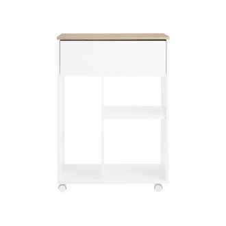 SoBuy Mesa de impresora con ruedas, color blanco, 63 x 83 x 42 cm