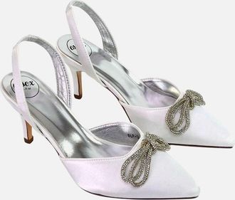 XY London Womens XY London Womens/Ladies Marinah Bow Diamante Stiletto Heel Court Shoes - White - Size: 5