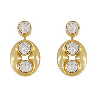 Amina Muaddi Gouden Iris Oorbellen met Witte Kristallen - Dames - Oorbellen - Geel - ONE Size - Accessoires
