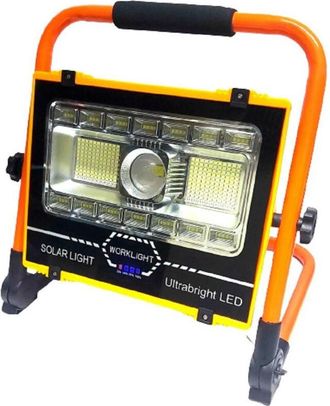 Trade Shop Trade Shop - Faro Di Emergenza Lavoro A Led 100 W Ricaricabile Pannello Solare Staffa Ab-t27